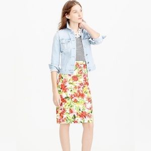 J. Crew Collection Hibiscus Pencil Skirt Women’s Sz 8 Floral Knee Length Cotton.